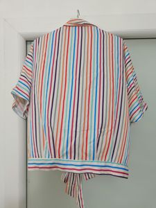 Multicolored Stripes Shirt Style Top