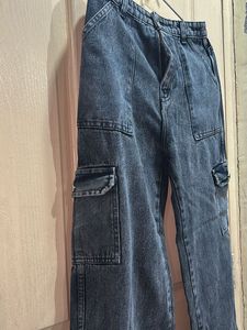 Acid Wash Cargo Jeans