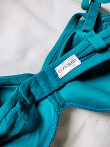 Combo Of Solid Bra And Net Lingerie Set