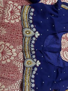 Navy Blue - Pearl Work Saree