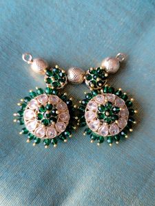 Green & Crystal Floral Pendant Components