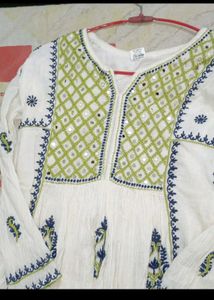 Embroidered White Kurta