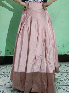 Pink Satin Skirt and Blouse Set