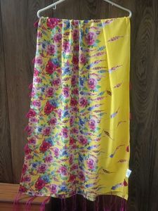 Women Yellow & Pink Floral Printed Scarf