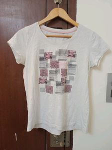 MAX Graphic Printed White T-shirt, Size - S