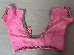 Peach Embroidered Saree with Blouse