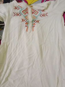 Off White Embroidered Tunic