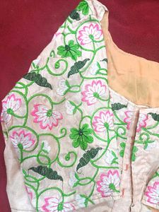 Peach Embroidery Saree