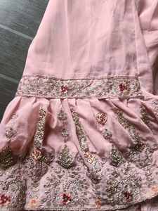 Pink Embroidered farshi garara hand Wark