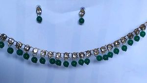 Green Beaded Necklace & Earring Set