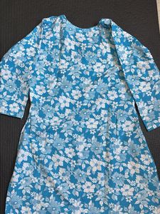 Blue Floral Print Tunic Top