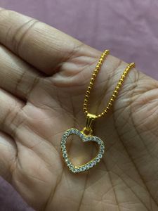 New!! Heart Shape Diamond Studed Chain Necklace