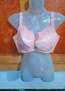 Floral Embellished Light Padded Pink Bra