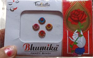 Multicolor Round Bindi With Golden Stones