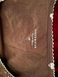 Brown Heart Print Crop Top