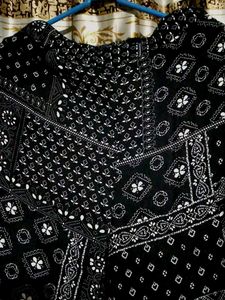 Boho Black and White Wide Leg Pant Plazo
