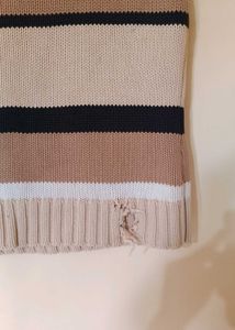 Striped Turtleneck Sleeveless Sweater