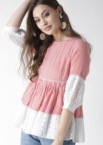 Red And white Striped Top For Women