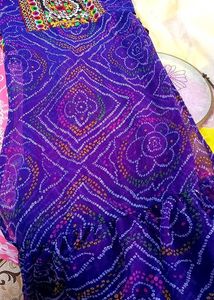 Bandhani Print Purple Straight Kurti