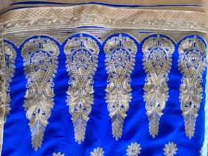 Royal Blue Embroidered Saree For Women&#39;s