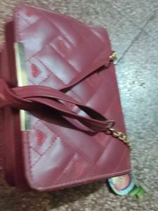 Burgundy Quilted Crossbody Bag