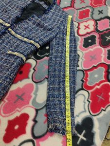 ZARA Tweed Elegance: Chic Blue Blazer