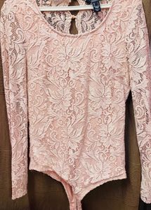 Pink Lace Bodysuit Top
