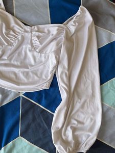White Long Sleeve Street Style Store Crop Top