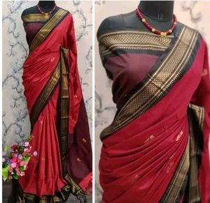Beautiful Red Saree WithBlouse Fabric
