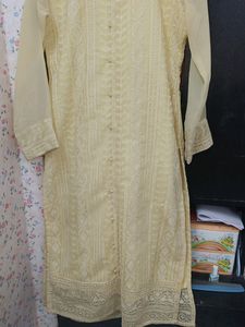 Pure Chiffon Embroidery Kurti Full Length Long Sleeve