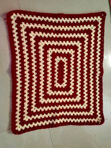 Crocheted Red and Cream Afghan