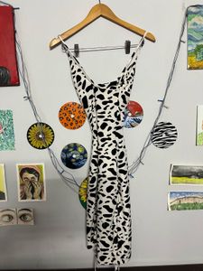Cowl Neck Mini Dress - Dalmatian Print