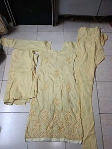 Beautiful Yellow Kurta And Churidaar