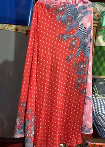 Women Long Floral Pink Skirt