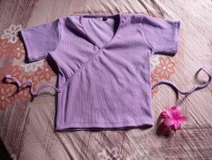 Lilac Ribbed Wrap Top