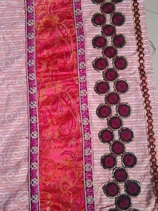 Pink Striped Skirt with Embellishments