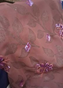 mauve color georget chamki work saree with blouse