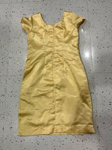 Yellow Stitched Satin Dress 💛