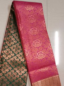 Elegant Pink &amp; Green Banarasi Silk Saree