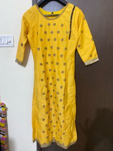 Its Mango Yellow Colour With Blue Dupatta
