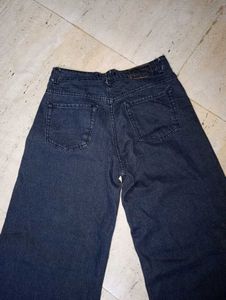 Wide Leg Black Denim Jeans