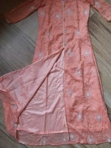 Embroidered Net Kurti With Lining Attached