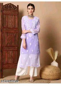 Elegant Lavender Embroidered Kurti