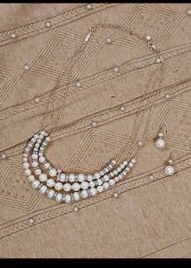New Unused Pearl Necklace &amp; Earring Set