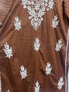 Brown Chikankari Lucknowi Kurta