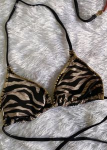 Leopard Print Tassel Beautiful Bikini Top