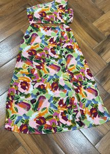 Women Pink printed Top with Skirt