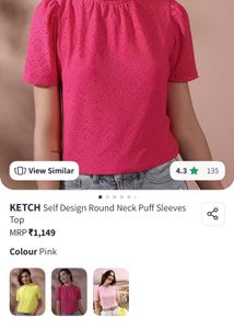 Ketch- Pink Eyelet Blouse - Ruffle Neck