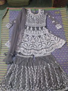 Purple Embroidered Gharara Suit