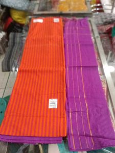 Vibrant Striped Suit Fabric - Orange & Purple